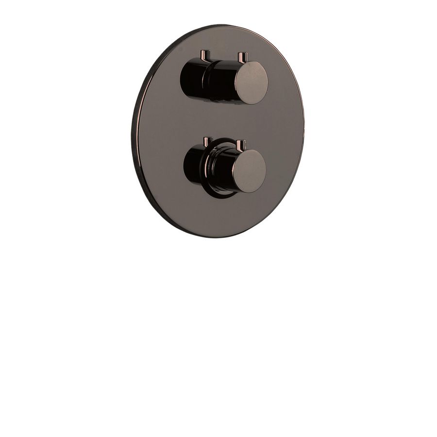 Inbouwset LIGHT douchethermostaat rond m. omstel 2 uitgangen zwart nikkel