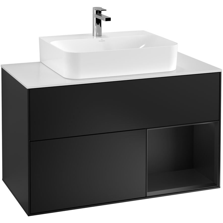 Wastafelonderkast Finion 1000x603x501mm Black Matt Lacquer G121PDPD