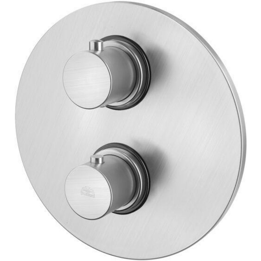 Inbouwset LIGHT douchethermostaat rond m. omstel 3 uitgangen RVS-look