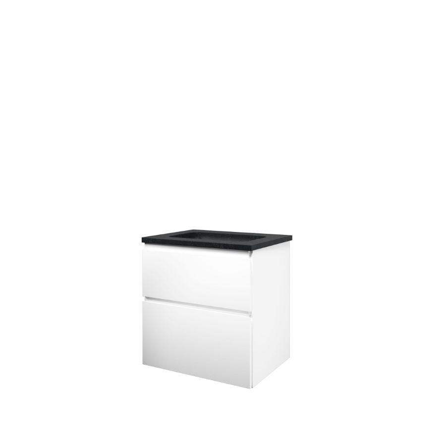 Set Proline hardsteen Elegant wastafel zonder kraangat onderkast asymmetrisch mat wit 60x46cm