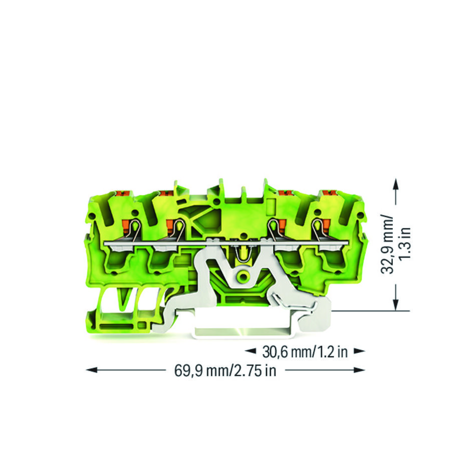 4-draads aardklem Met Druk 2,5 mm² groenl 2202-1407 VVE=100
