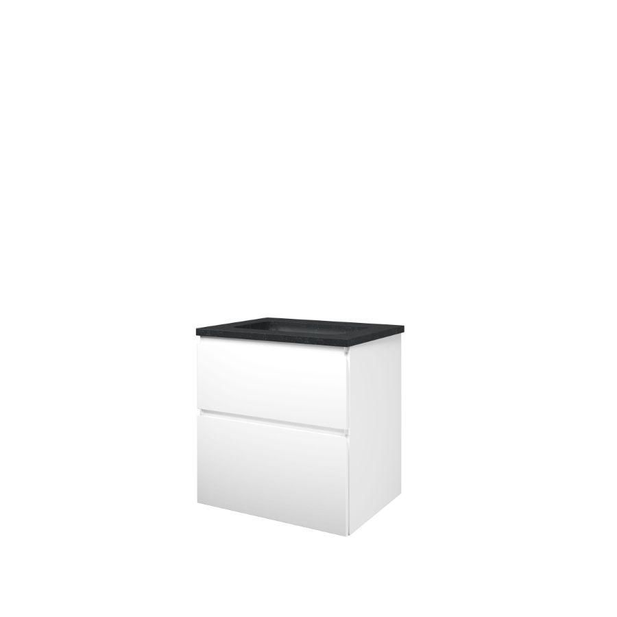 Set Proline hardsteen Elegant wastafel zonder kraangat onderkast asymmetrisch mat zwart 60x46cm