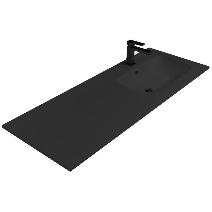 Wastafel 35 keramiek mat zwart 121x51cm 1 waskom rechts (los besteld)
