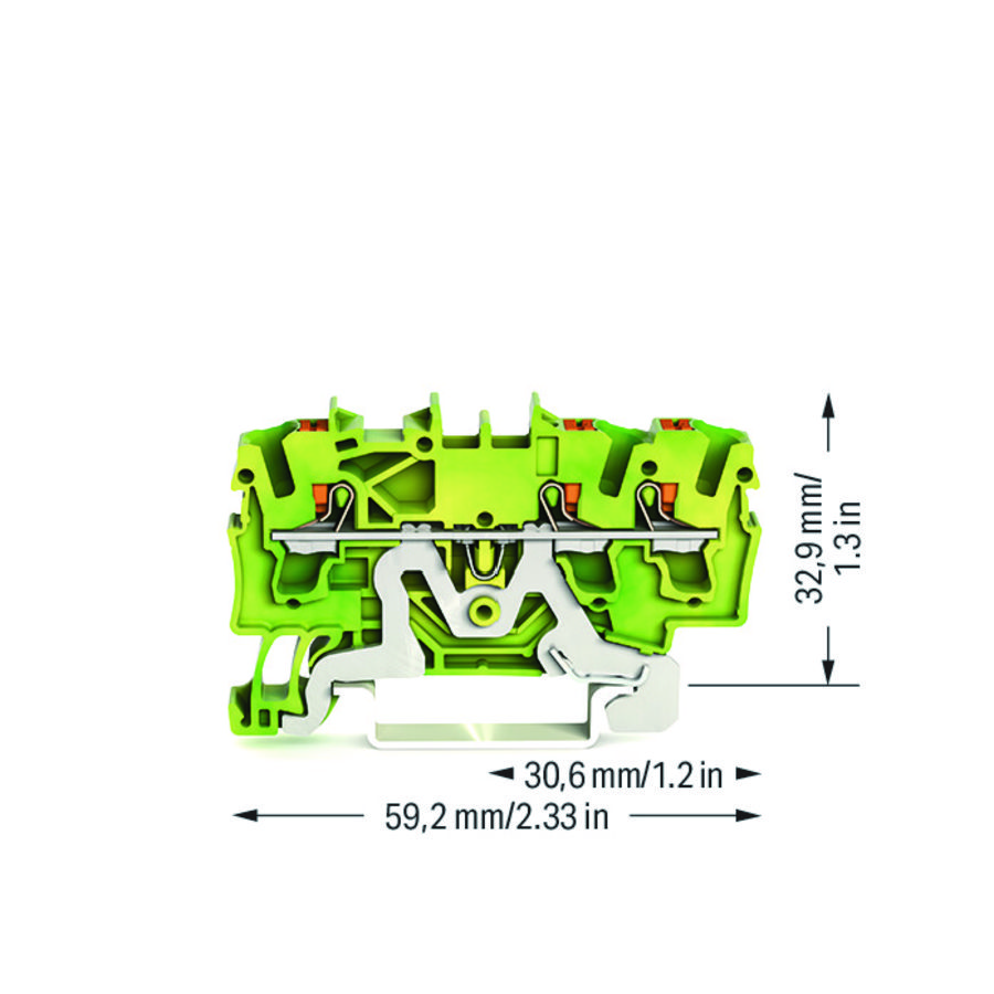 3-draads aardklem Met Druk 2,5mm² groenl 2202-1307