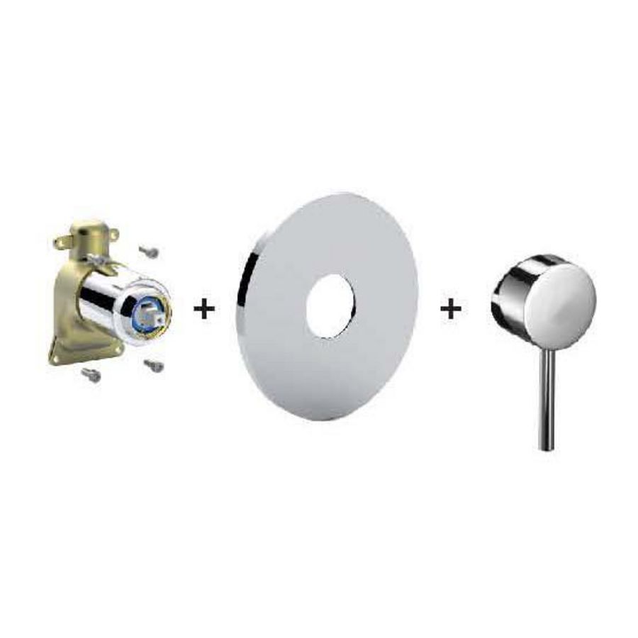 Inbouwset LIGHT voor douchemengkraan met omsteller, hendel en ABS chroom