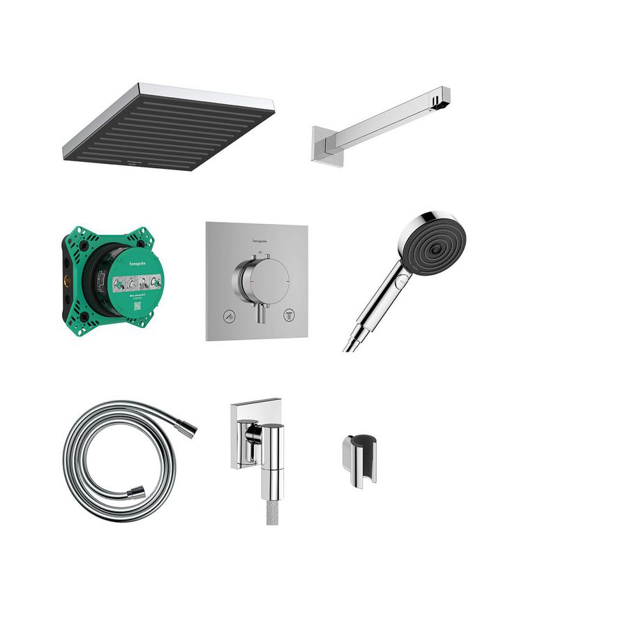 Pulsify E Design doucheset 260 1 straalsoort met Ecostat Comfort E incl. iBox universal 2 Brushed Black Chrome