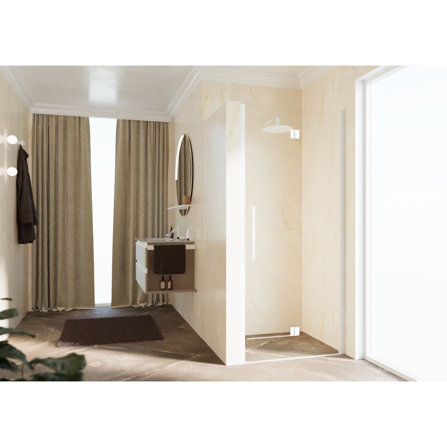 Deur Young 1Bs 107 L VeR107-111Cm Helder Glas Wit Mat