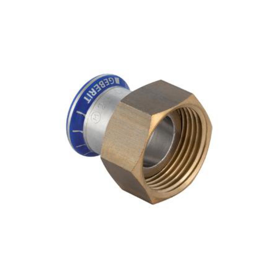 2-del. koppeling vlak MAPRESS RVS siliconenvrij (LABS-vrij) 42x wartel 1.3/4" (wartel messing)