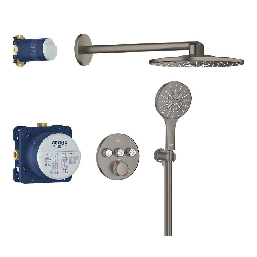 Grohtherm Smartcontrol 3x Comf. 310 rond Hard Graphite geborsteld (prof)