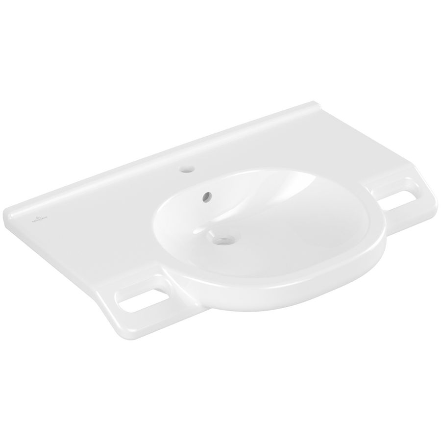 Rolstoelwastafel ViCare (O.novo Vita) ovaal 800x550mm wit Alpin C+ AntiBac met kraangat + overloop