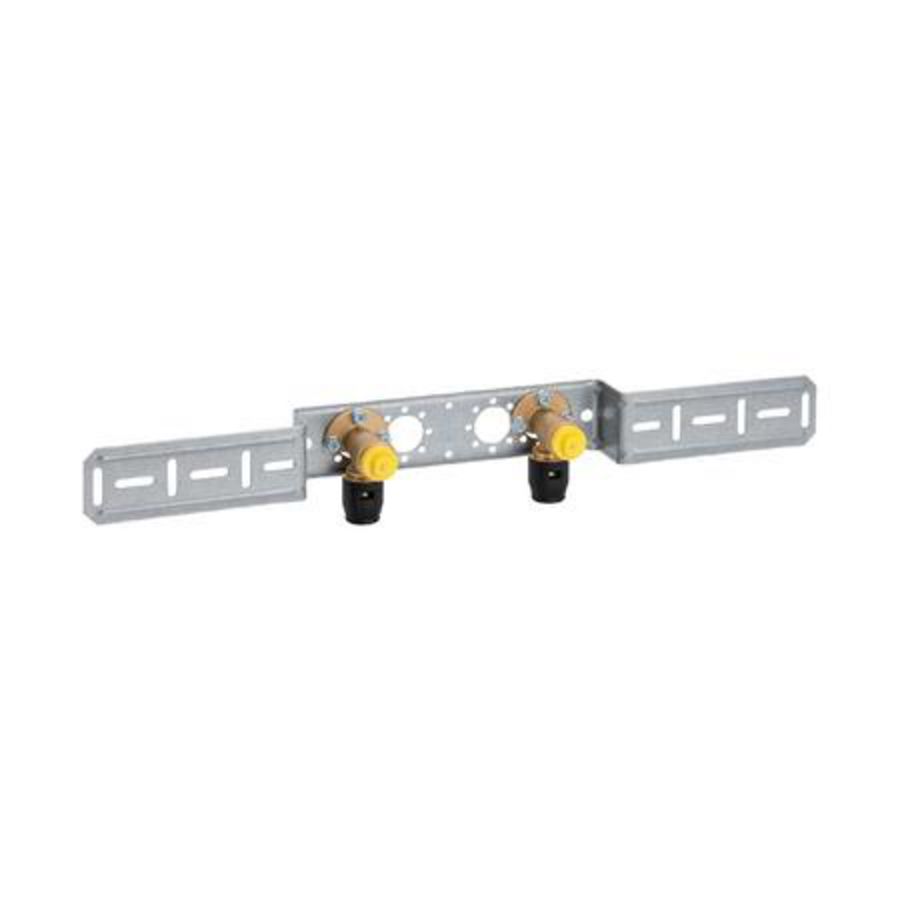 Muurplaat 2x hoh 153mm op beugel brons 20x1/2"bn.dr. PUSHFIT insteek