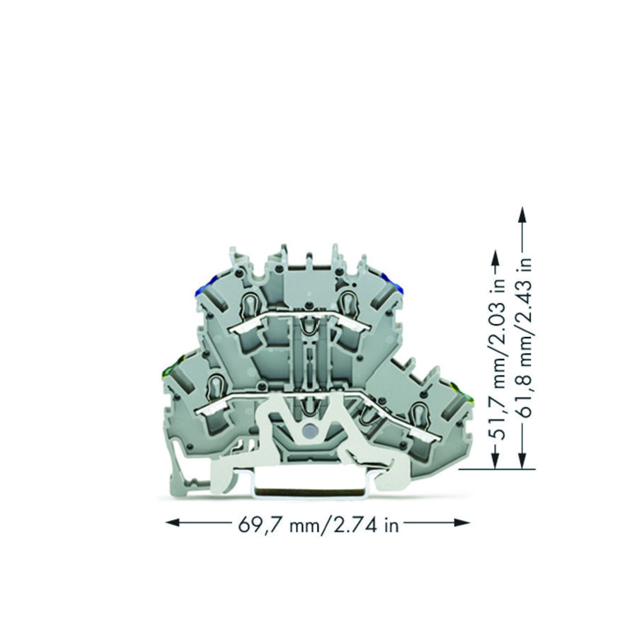 2-etageklem Aard-/rijgklem 2,5 mm² grijs 2002-2217 VVE=50