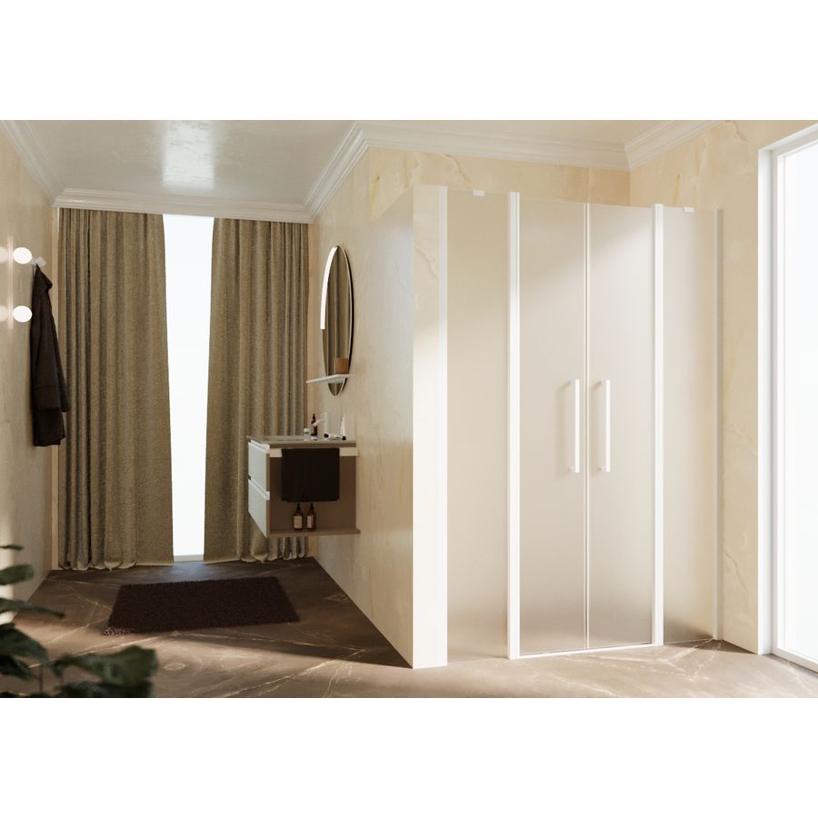Douchedeur Young 2A 117 Ver.117-121Cm Satin Glas Wit Mat