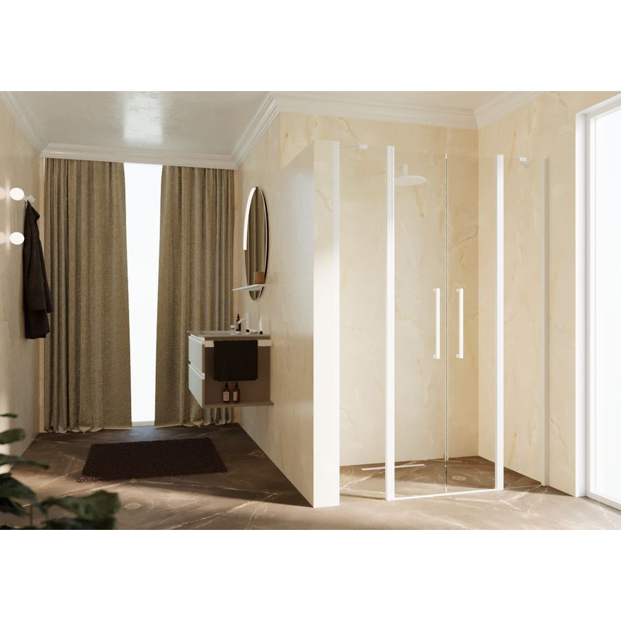 Douchedeur Young 2A 117 Ver.117-121Cm Helder Glas Wit Mat