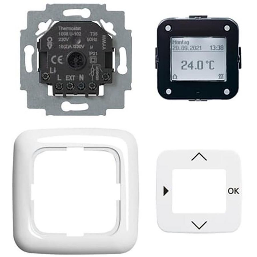 Klokthermostaat inb complete set reflex 1098 U-102 alpinwit