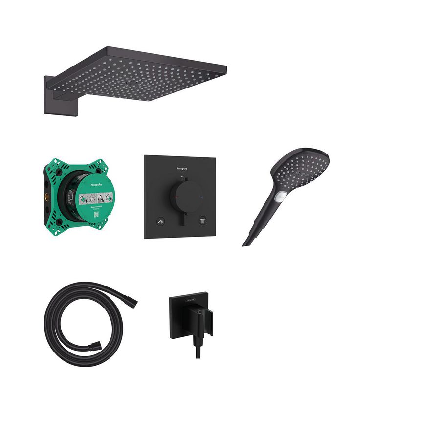 Raindance E Design doucheset 300 1 straalsoort met Ecostat Comfort E incl. iBox universal 2 Mat zwart