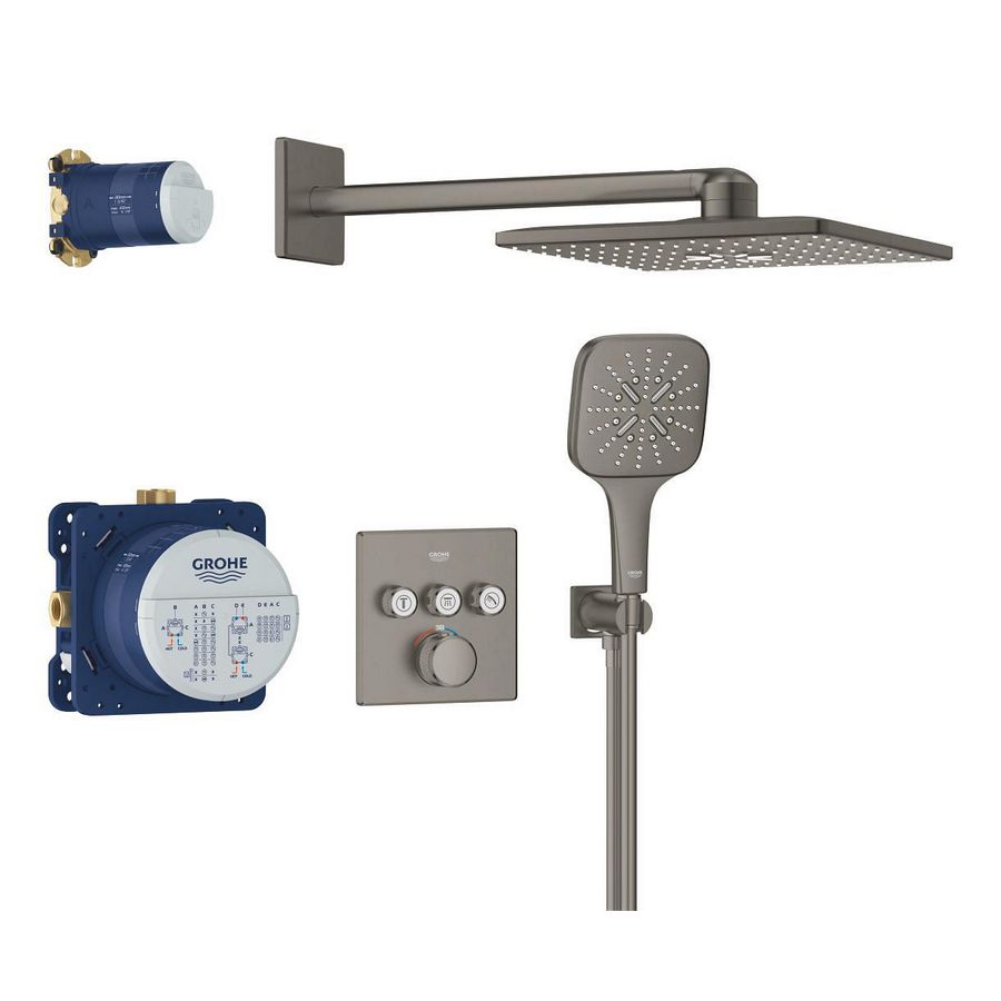 Grohtherm Smartcontrol 3x Comf 310 vierkant Hard Graphite geborsteld (prof)