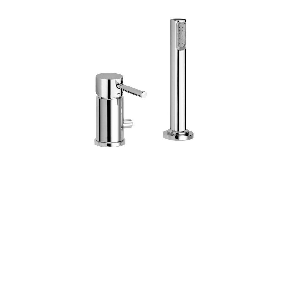 Badrandkraan BIRILLO 2-gats (zonder baduitloop) met staafdouche chroom