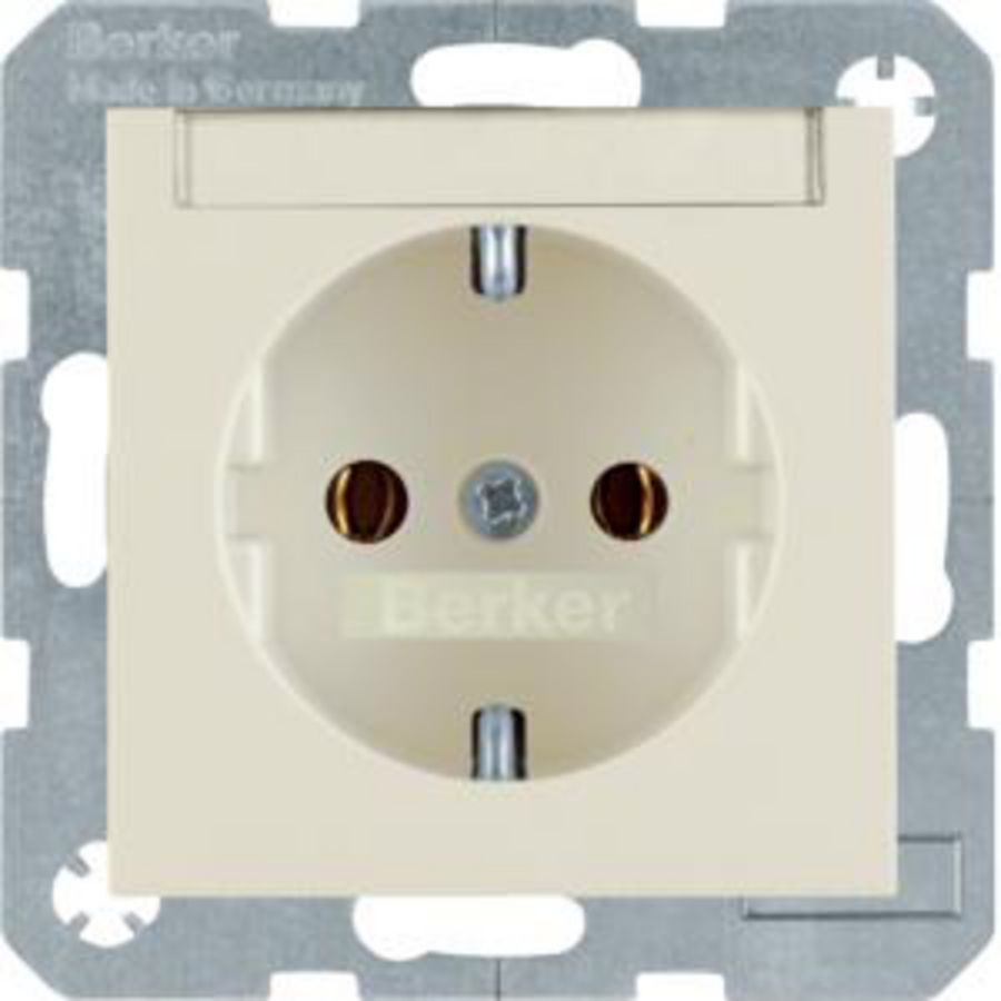 Wandcontactdoos RA tekstveld steek berker S.1/B.3/B.7 wit glans