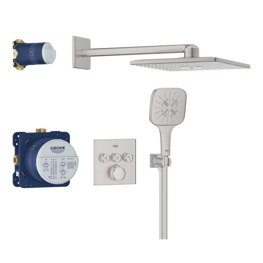 Grohtherm Smartcontrol 3x Comf 310 vierkant Supersteel (rvs look) (prof)