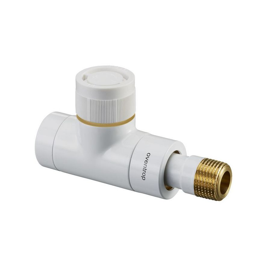 Radiatorafsluiter thermostatisch E recht 1/2" wit