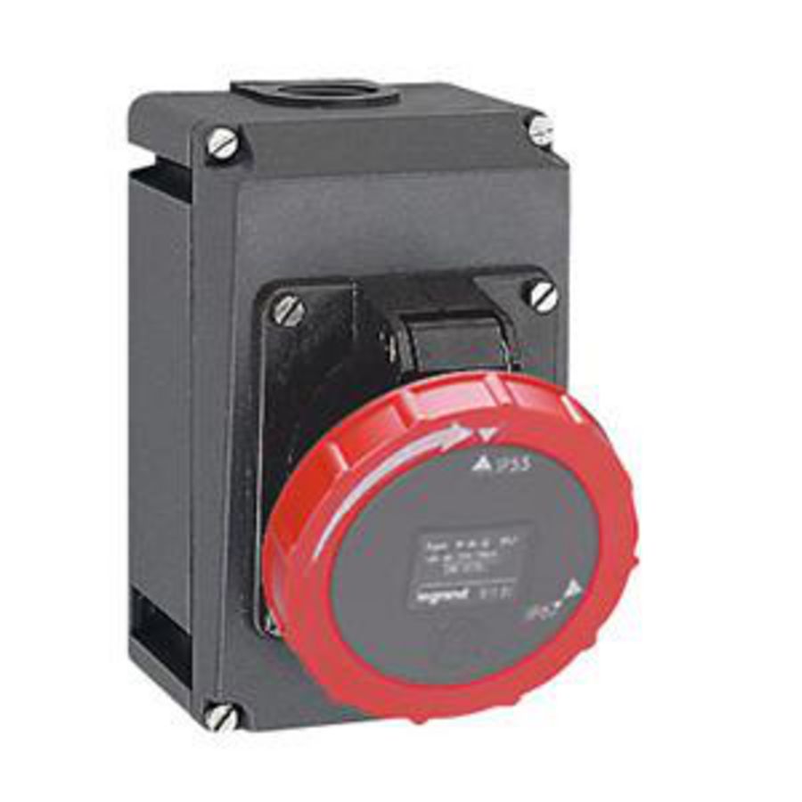 Inbouw Wandcontactdoos 110V 16A 5P IP67 kunstst. geel Hypra