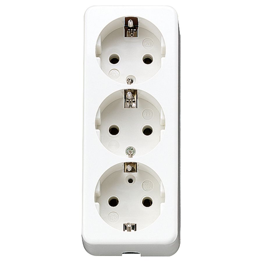 Wandcontactdoos 3-voudig b.cont. met trekontl. WW slagvast