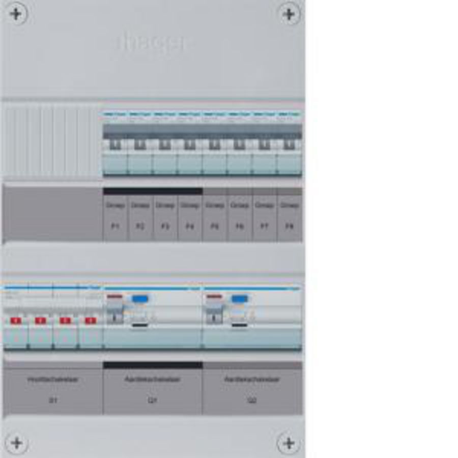 Groepenkast 8-groepver. HS 2xALS 4P 30mA 3-fase excl. buis