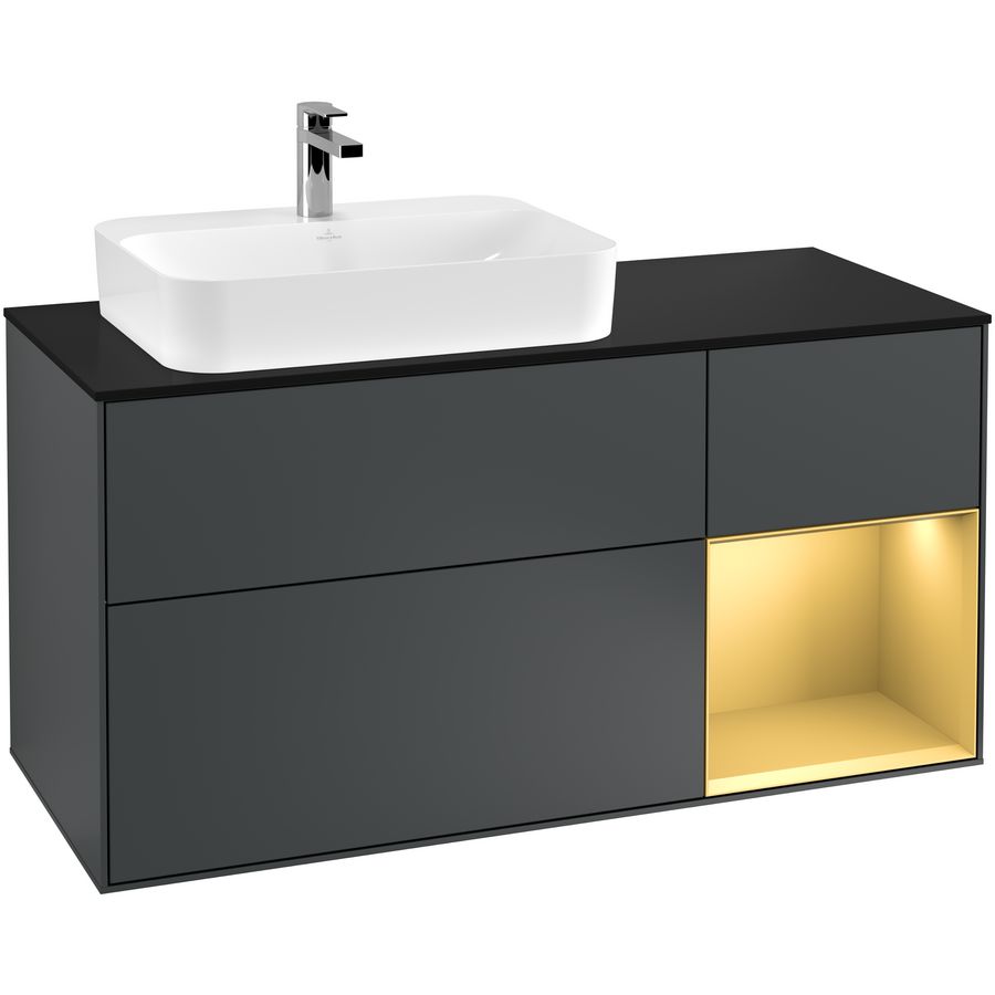 Wastafelonderkast Finion 1200x603x501mm Mid.Blue Matt Lacquer G402HFHG