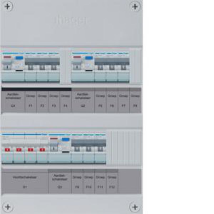 Groepenkast 9-groepver. HS 3xALS 2P 30mA 3-fase excl. buis