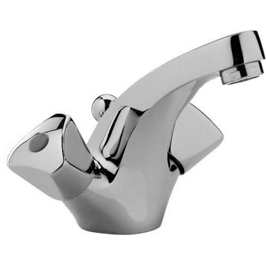 Wastafelmengkraan ETOILE 2-knops sprong 100mm met kettingoog chroom incl. aansl.slangen + waste-inrichting 1.1/4"