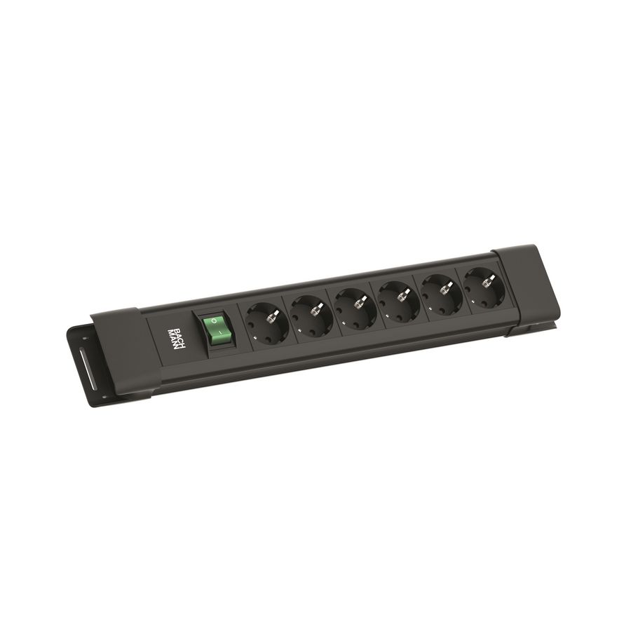 CONNECTUS 6x 230V RA schakelaar 2m RA zwart