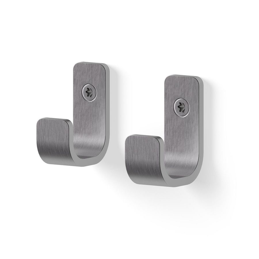Set a 2 handdoekhaak HOOK CURVED rvs geborsteld