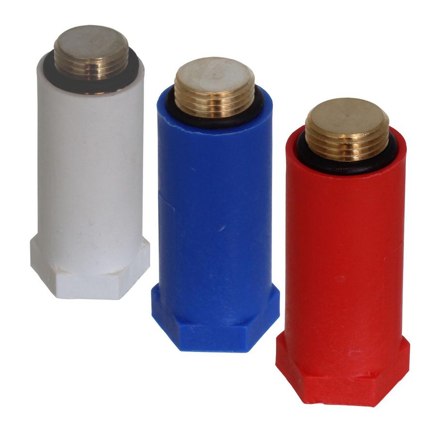 Bouwstop 1/2" rood kunststof m. ms schroefdraad VVE=10