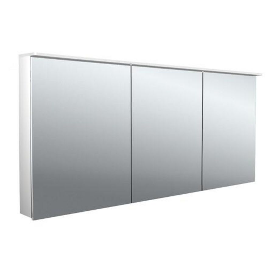 Led-spiegelkast Flat-2 Design 1600mm aluminium opbouw 3 deuren H=711mm