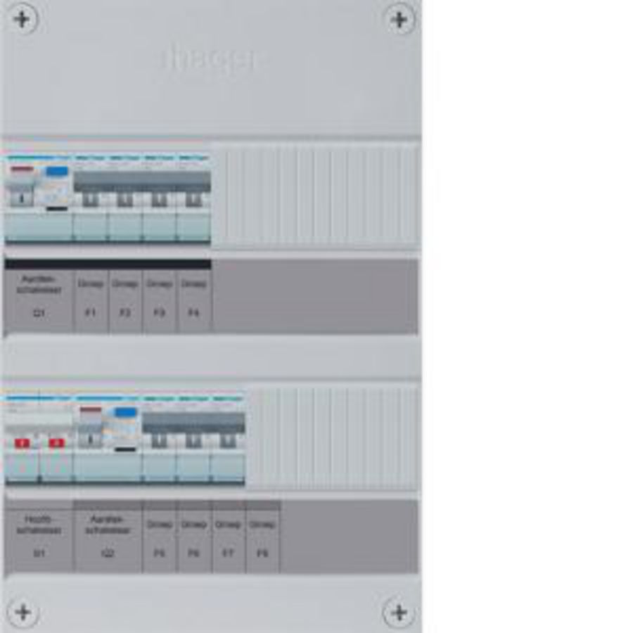 Groepenkast 7-groepver. HS 2xALS 30 mA 1F excl. buisinvoer