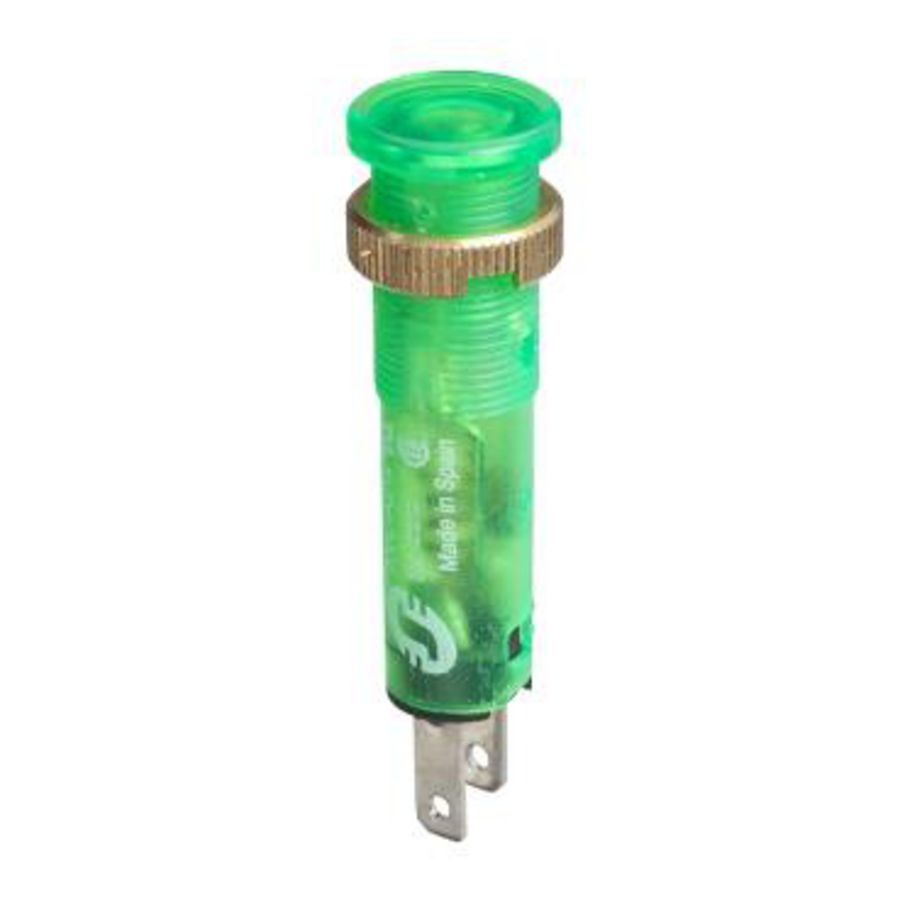 controlelamp rond 8 IP 40 groen ingebouwde LED 48V kabels