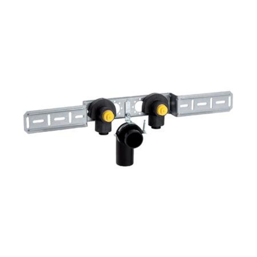 Muurplaat 2x hoh 153mm op beugel m afvoerbeugel 20x1/2"bn.dr. PUSHFIT insteek