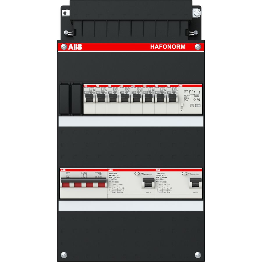 Installatiekast 8x achter 2x 30mA + T + HS 3-f
