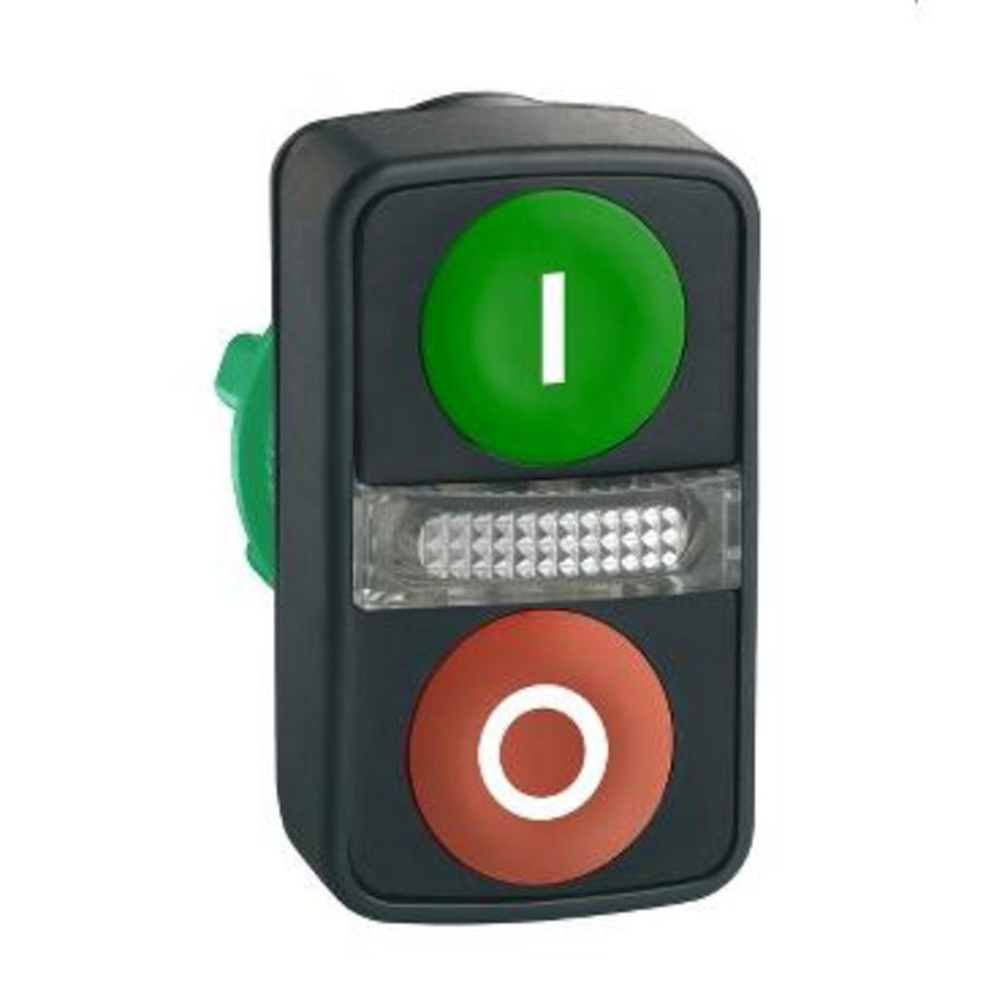 Dubbele kop drukknop Verlicht Verzonken 22mm Groen