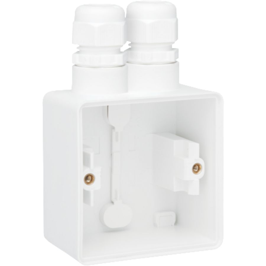 Spuitwaterdichte opb.doos 1x2-voudige M20 wit VVE=8