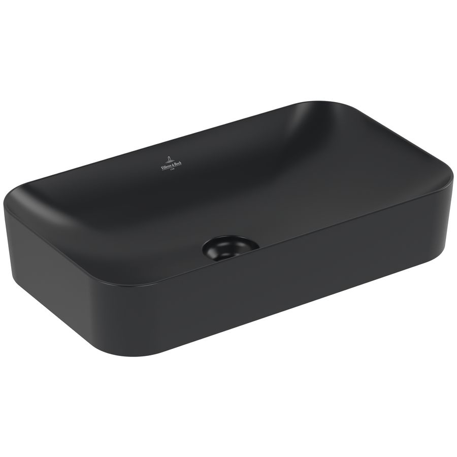 Opzetwastafel Finion 600x350mm Pure Black zonder overloop CeramicPlus