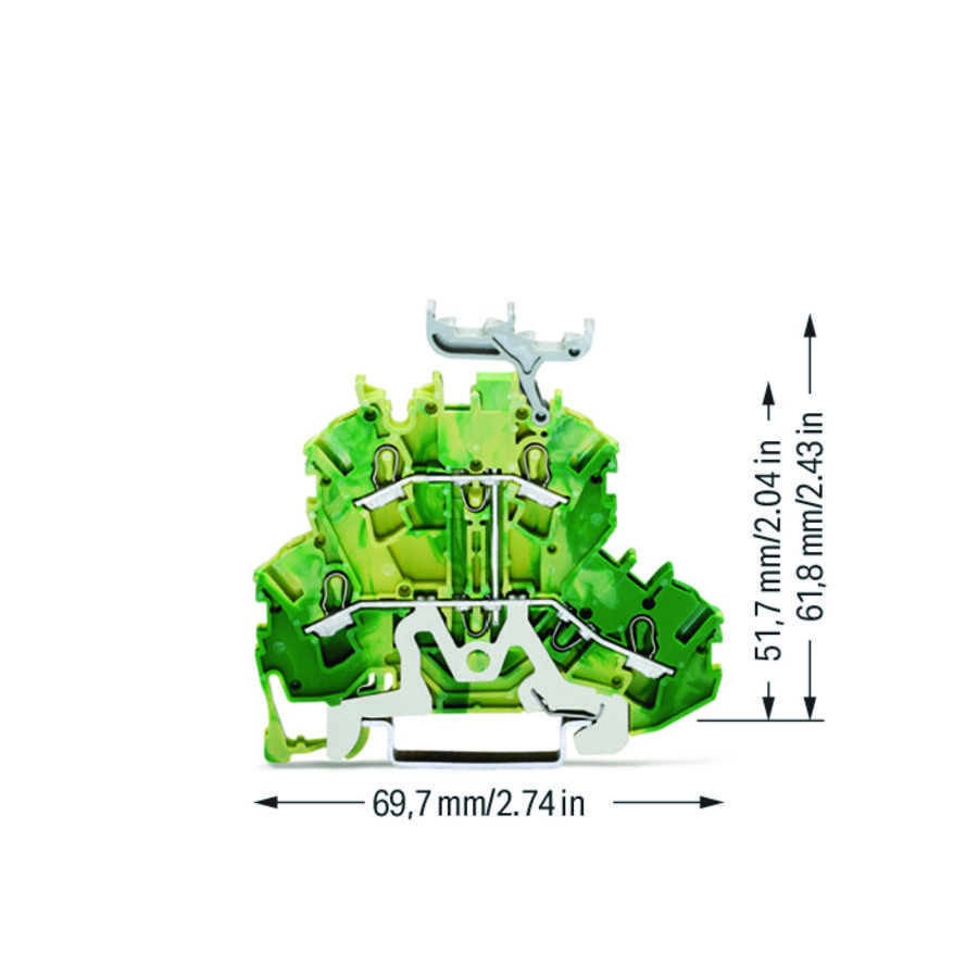 2-etageklem 4-draads aardklem 2,5mm² groenl 2002-2237 VVE=50