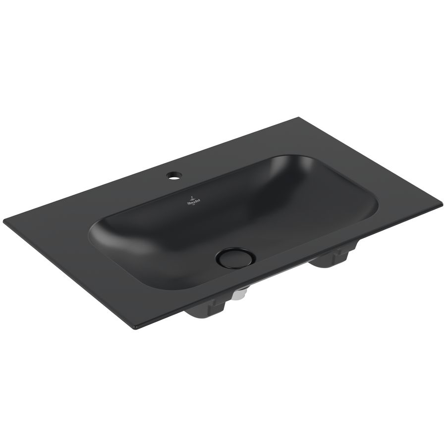 Meubelwastafel Finion 800x500mm Pure Black zonder overloop 1x kraangat CeramicPlus