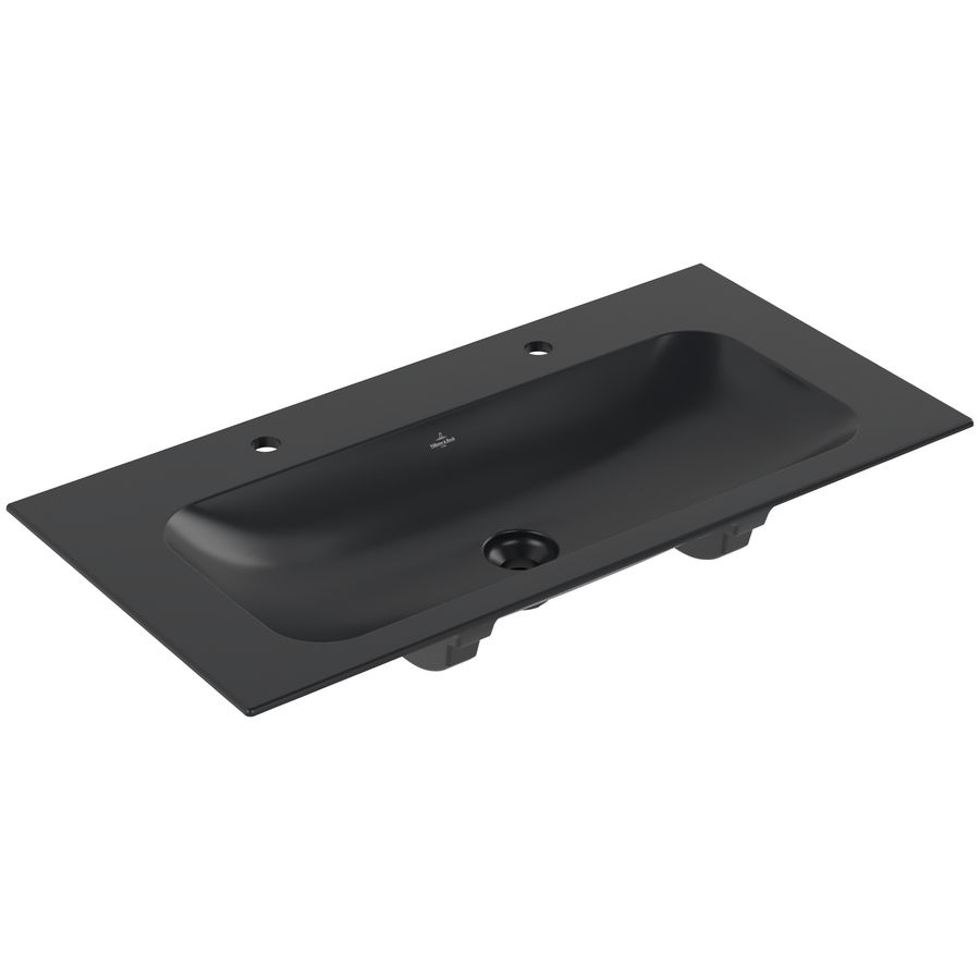 Meubelwastafel Finion 1000x500mm Pure Black zonder overloop 2x kraangat CeramicPlus