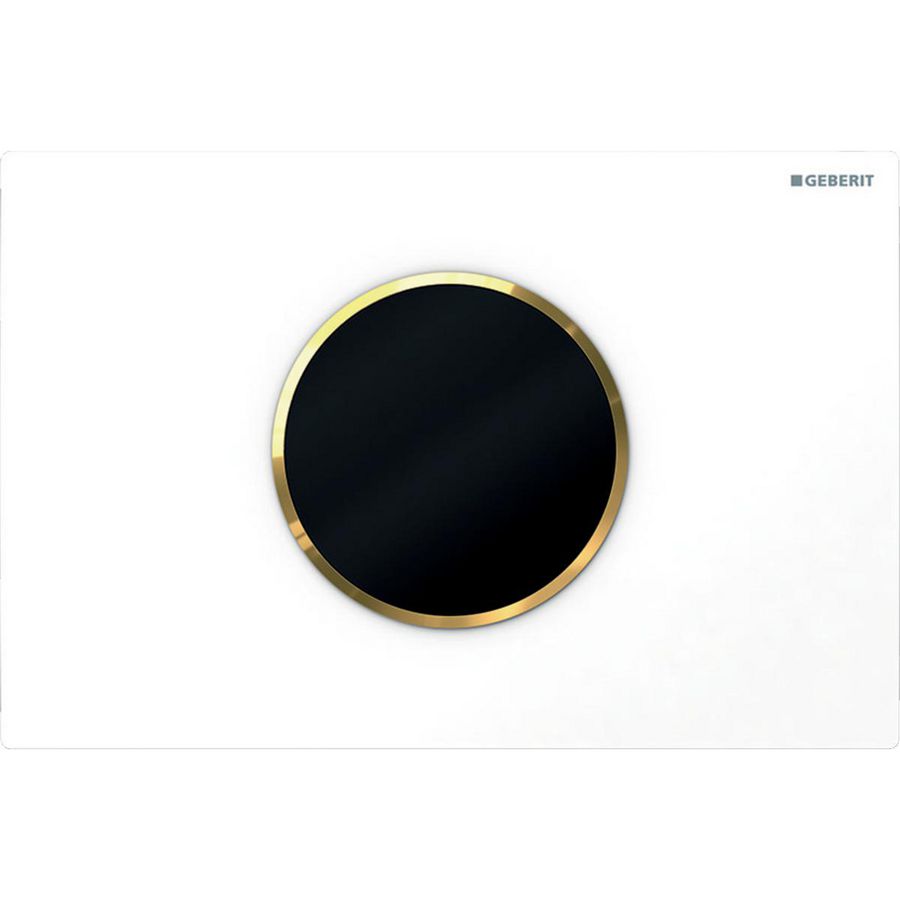 Bedieningsplaat 1-toets Sigma10 ROUND tbv reservoir 12cm Infrarood wit/goud batterijvoeding