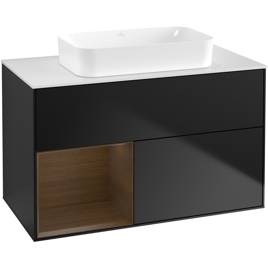 Wastafelonderkast Finion 1000x603x501mm Black Matt Lacquer G651GNPD