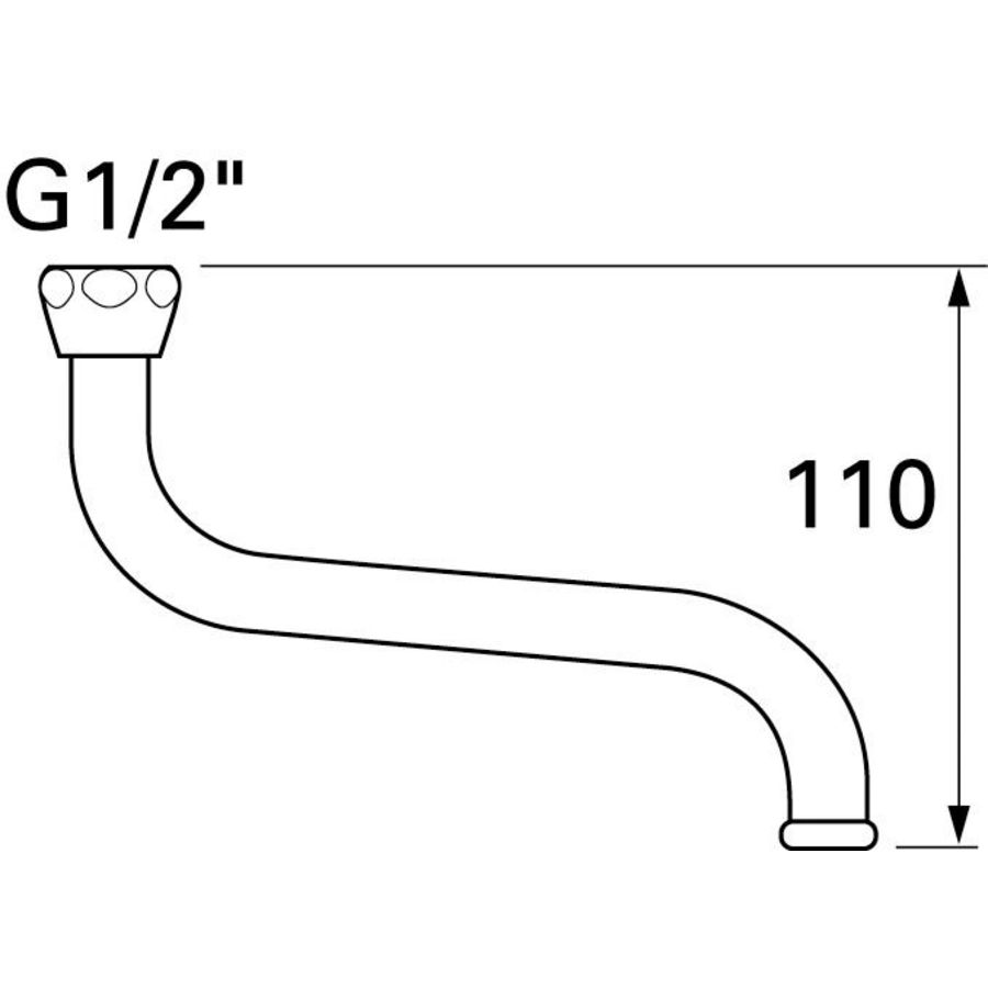 Onderuitloop 1/2 sprong 300mm chroom