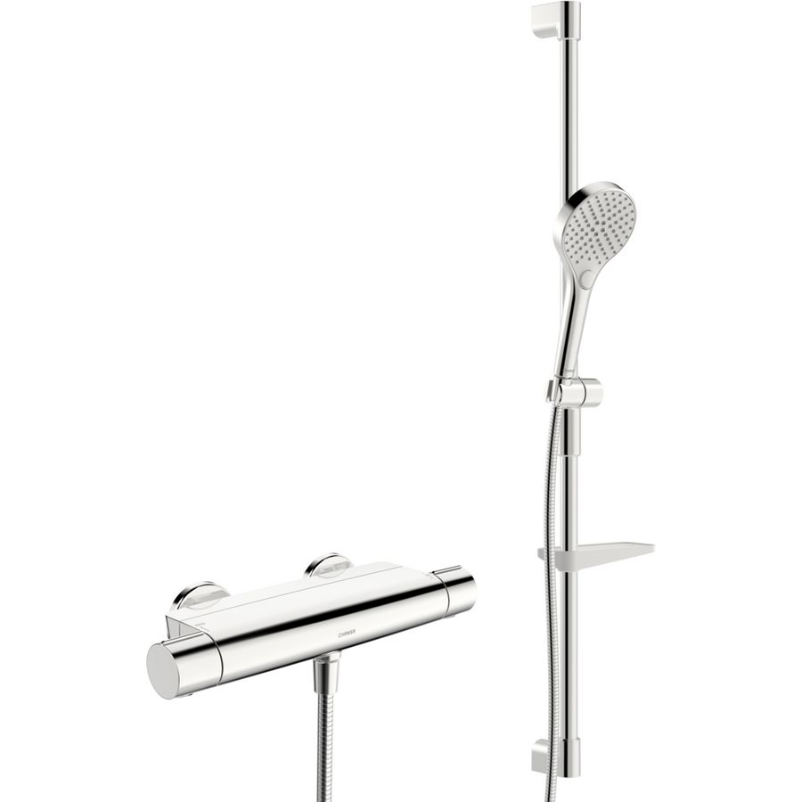 Douche kraan met douche set Thermostatisch Brass/Plasti