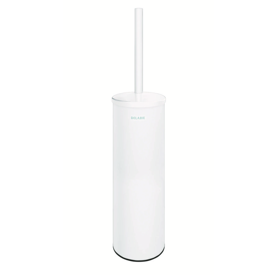 Toiletborsteouder muurmontage met deksel RVS mat wit epoxy